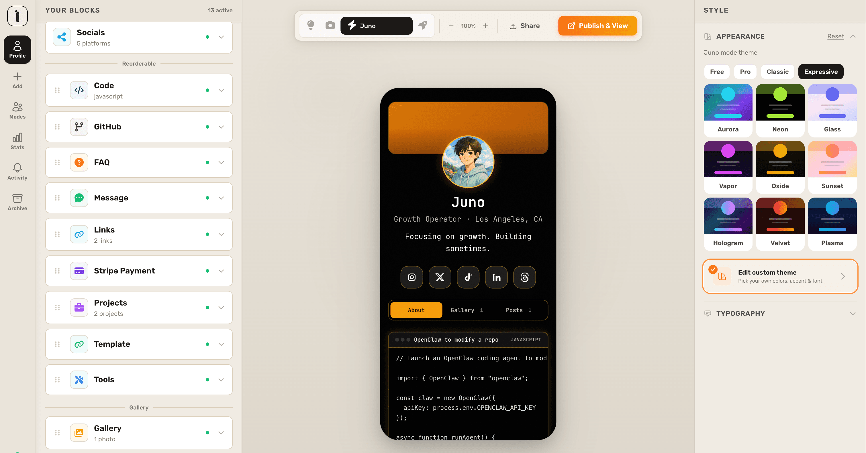 Introlo Studio customize page preview